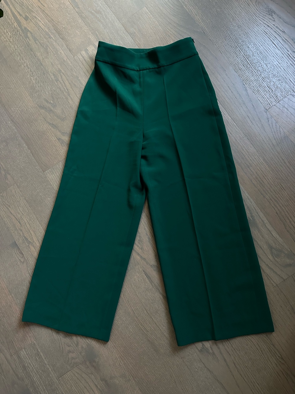 High-Waist Wide Leg Trousers - Emerald Green Zara women us 4